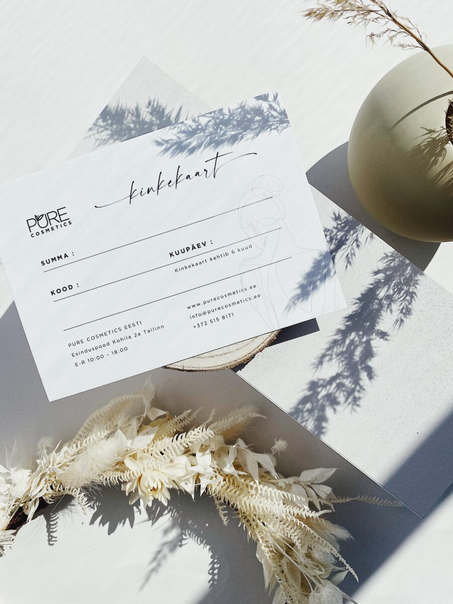 PureCosmetics kinkekaart 1 purecosmetics