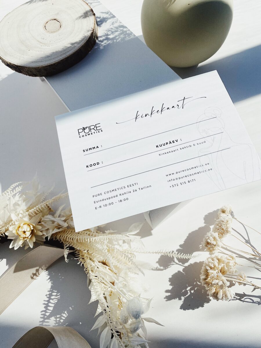 PureCosmetics kinkekaart 2 Pure Cosmetics kinkekaart
